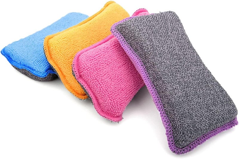 UPSTAR Kitchen Sponges for Dishes, Microfiber Cleaning Scrubber, Non-Scratch Scrubbies for Dishwashing and Bathroom, Size L Pack of 4 - Image 2
